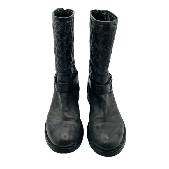 Aquatalia Gray Quilted Leather Moto Boots - Picture 2 of 5